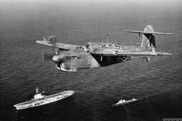 Fairey Barracuda 814 squadron © IWM A 28847 THE ROYAL NAVY DURING THE SECOND WORLD WAR (A 28847) A Fairey Barracuda II of 814 Squadron, Fleet Air Arm flying over HMS VENERABLE and an attendant destroyer, the Italian ALFREDO ORIANI. Copyright: © IWM. Original Source: http://www.iwm.org.uk/collections/item/object/205016187