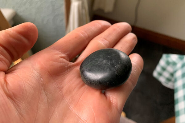 Polished pebble, possibly used as a burnisher Polished pebble, possibly used as a burnisher