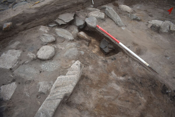 Ceramic mould fragments uncovered within a pit possibly associated with bronze casting Ceramic mould fragments uncovered within a pit possibly associated with bronze casting