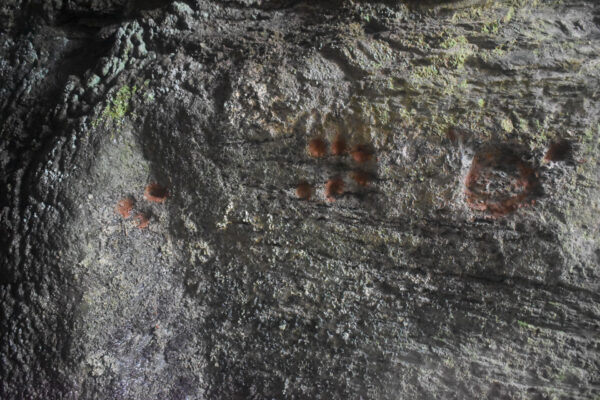 Rock-cut crosses highlighted by modern pigment Rock-cut crosses highlighted by modern pigment