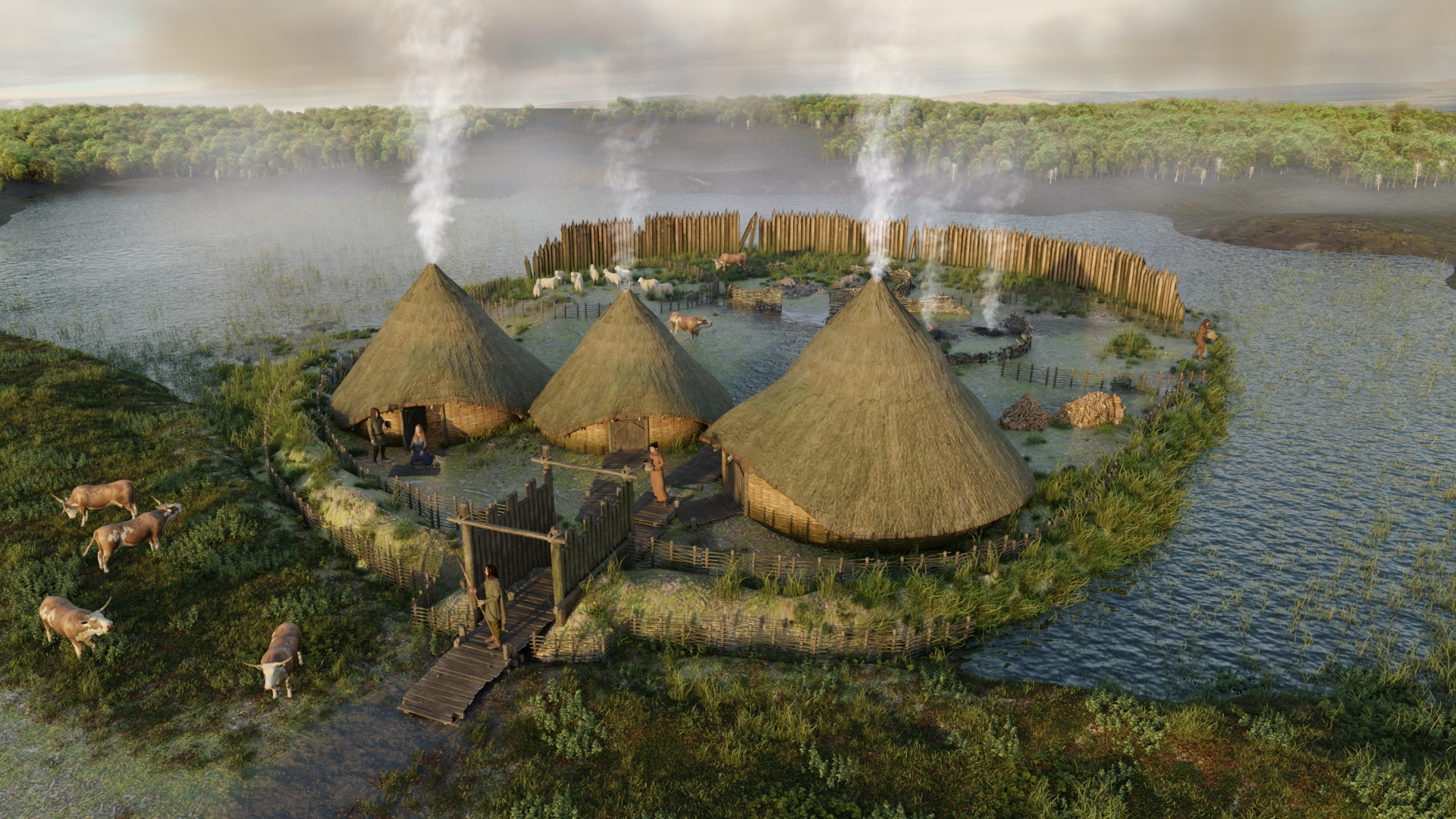 Artist reconstruction of the Episode 2 settlement