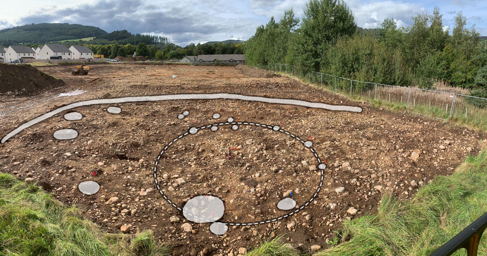 Iron Age settlement area with features annotated