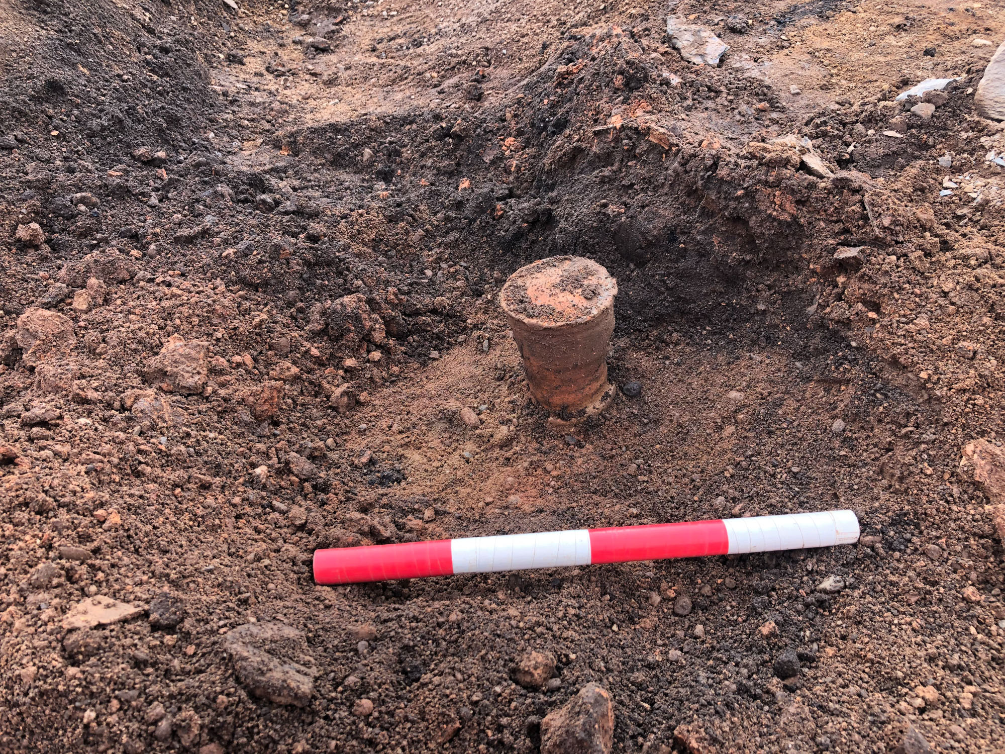 An in situ kiln prop just excavated